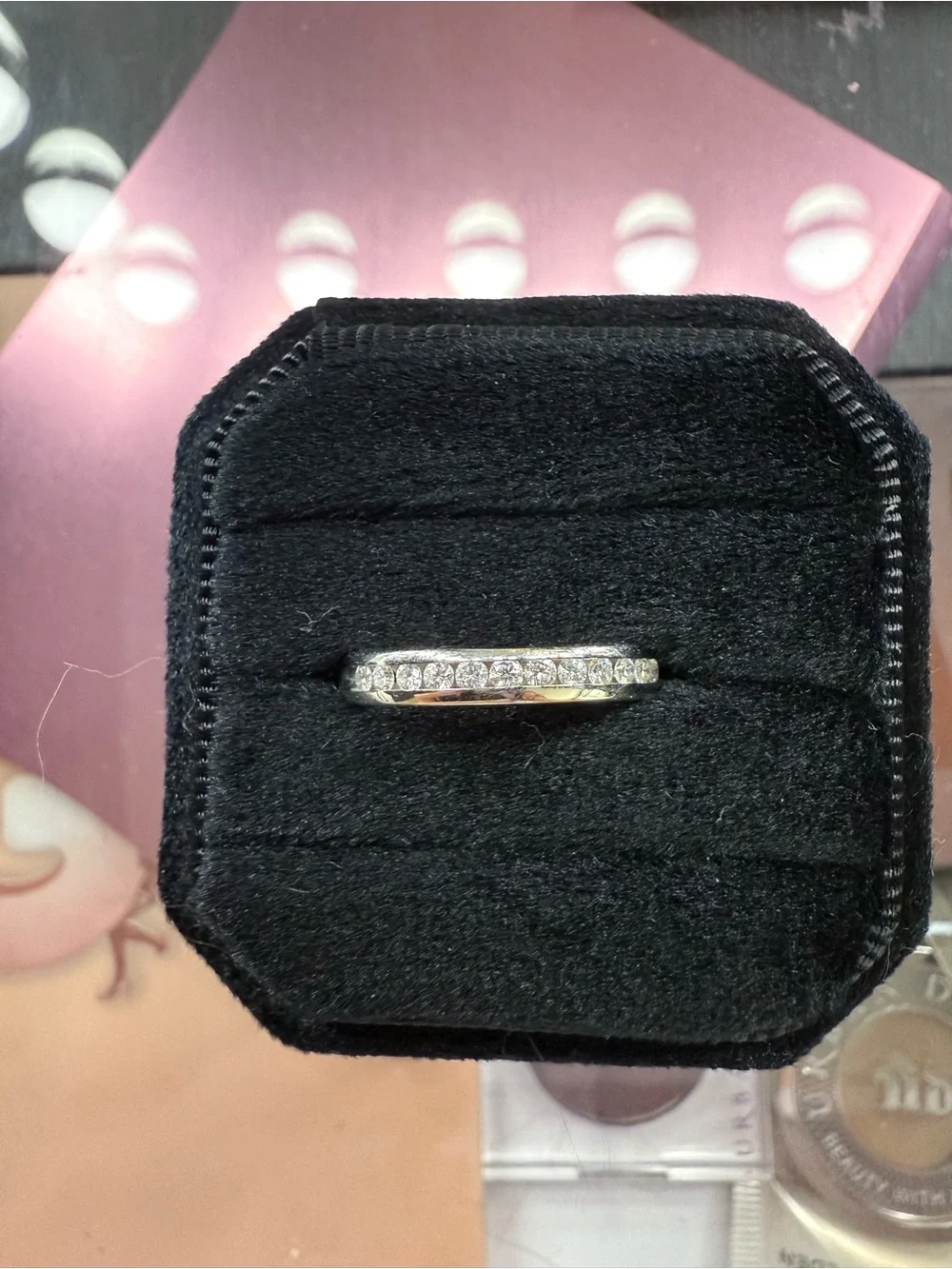 White Gold Natural Diamond Channel Set Ring